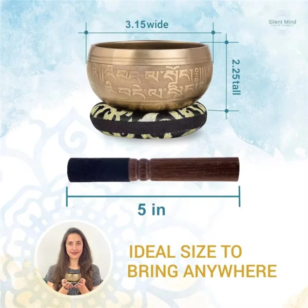 Tibetan Singing Bowl Set, Totem with Sound, Meditation Bowl, Unique Gift, Useful for Meditation, Yoga, Stress Relief 2