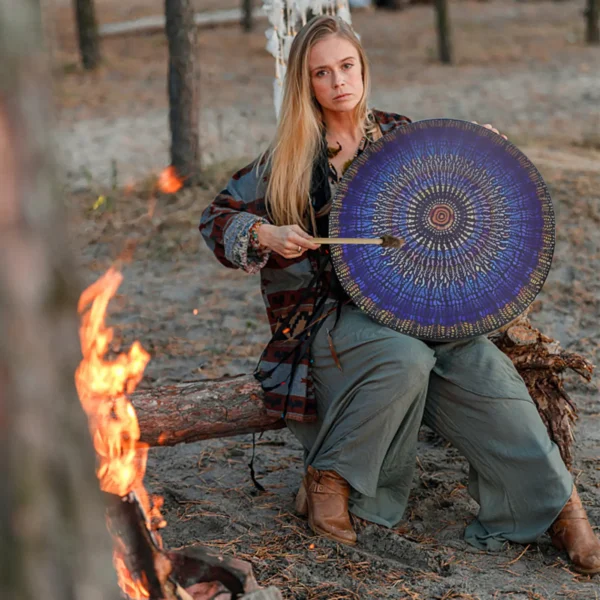 Vegetarian Shamanic Drum 25cm Shaman Drum Home Ornament Wooden Shamanic Drum The Siberian Drum Spirit Music Easter Gifts 3